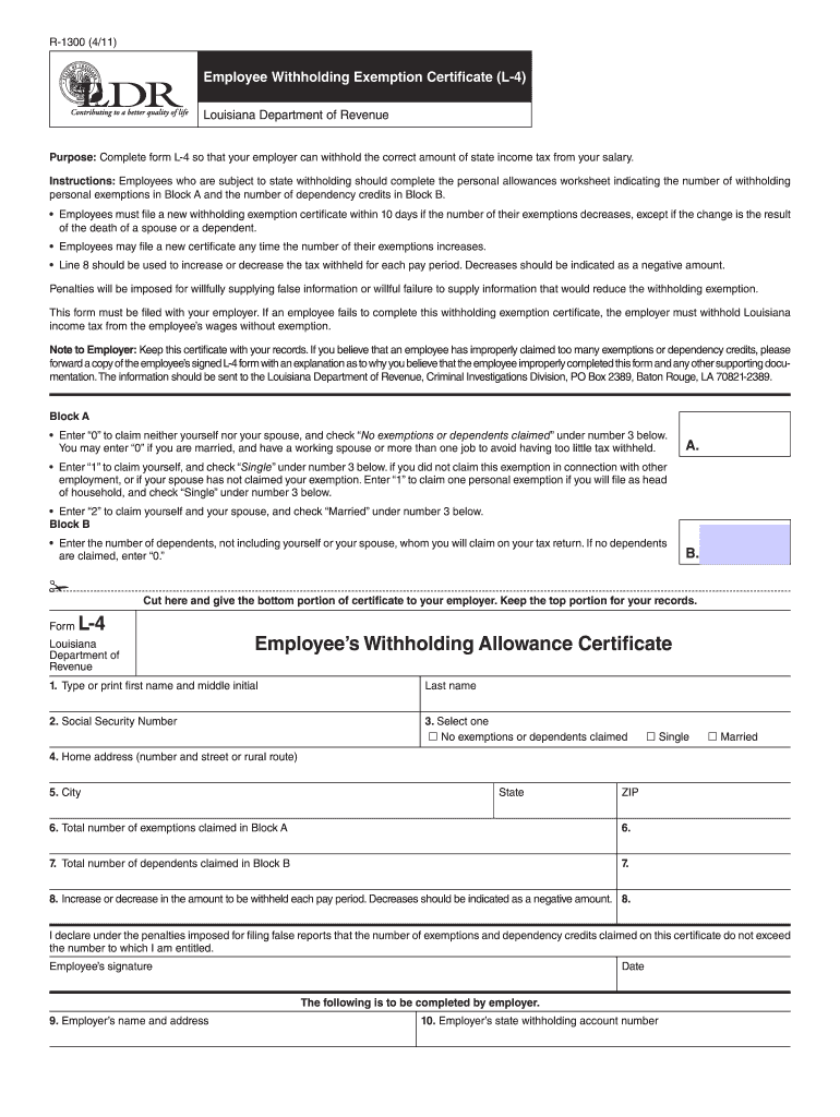 2011 Form LA R 1300 Fill Online Printable Fillable Blank PdfFiller