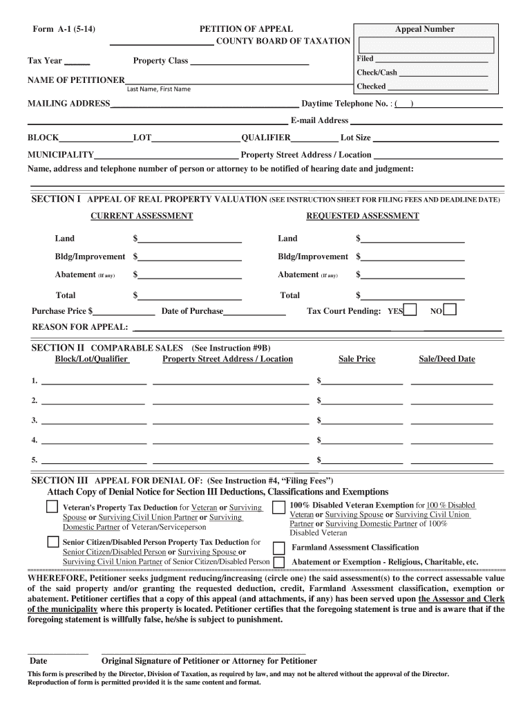 2014 NJ Form A 1 Fill Online Printable Fillable Blank PdfFiller