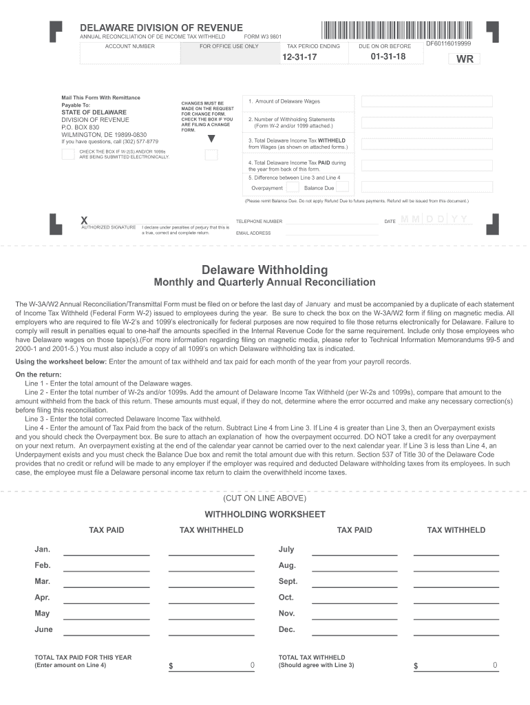 2017 2020 Form DE W 3 9801 Fill Online Printable Fillable Blank