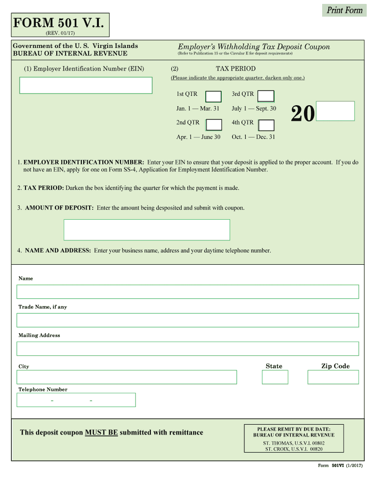 2017 2021 Form VI BIR 501 V I Fill Online Printable Fillable Blank 