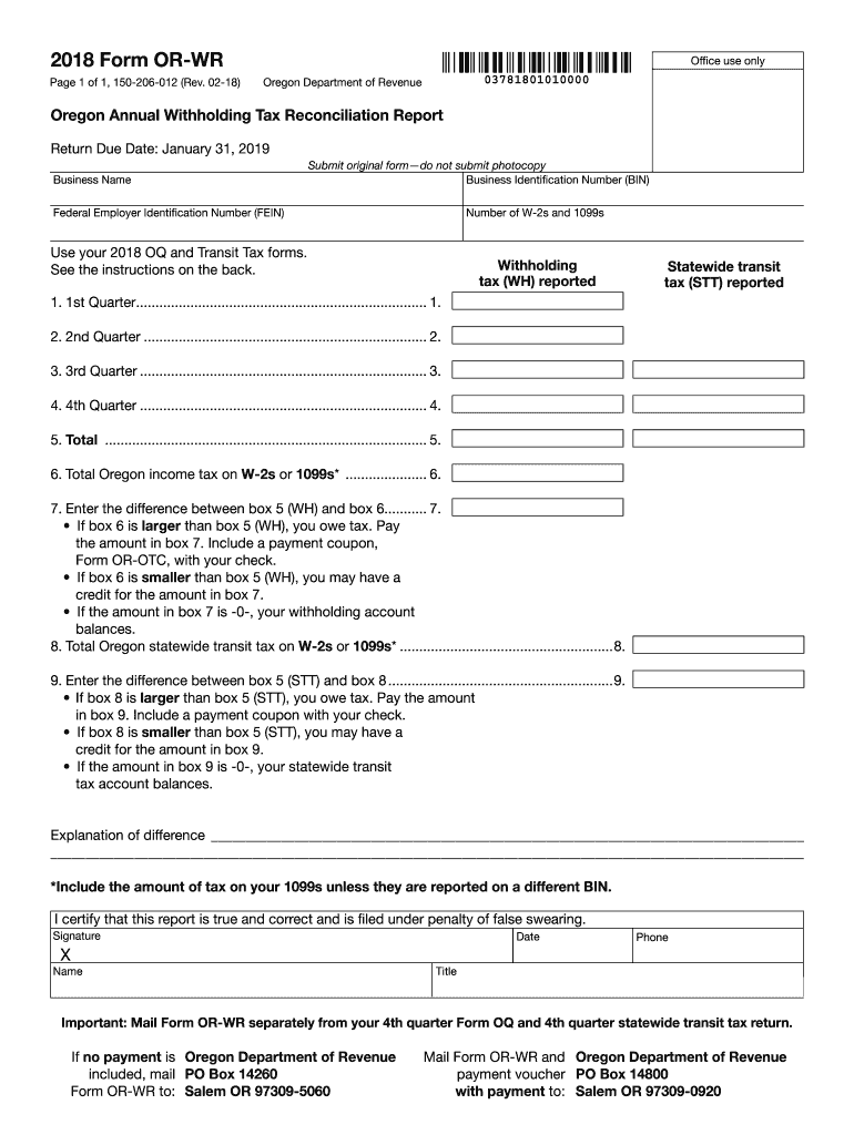 2018 2020 Form OR OR WR Fill Online Printable Fillable Blank PdfFiller