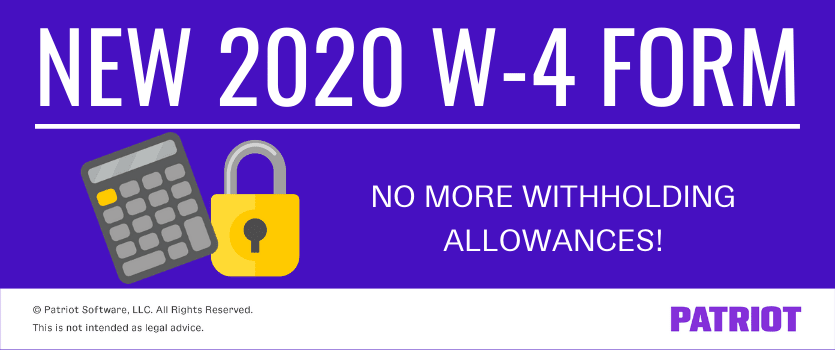 2020 New W 4 Form Elimination Of Withholding Allowances