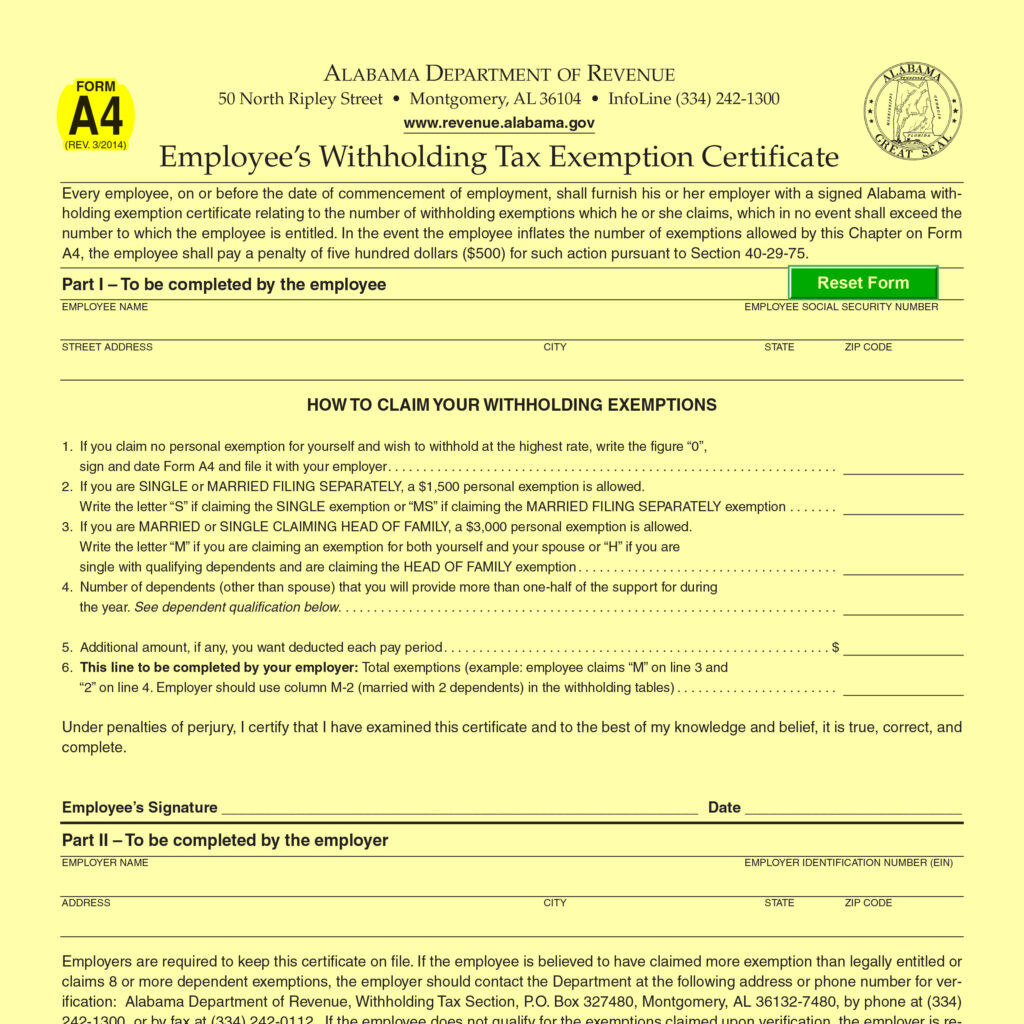 Alabama State Tax Withholding Form 2022 W4 Form