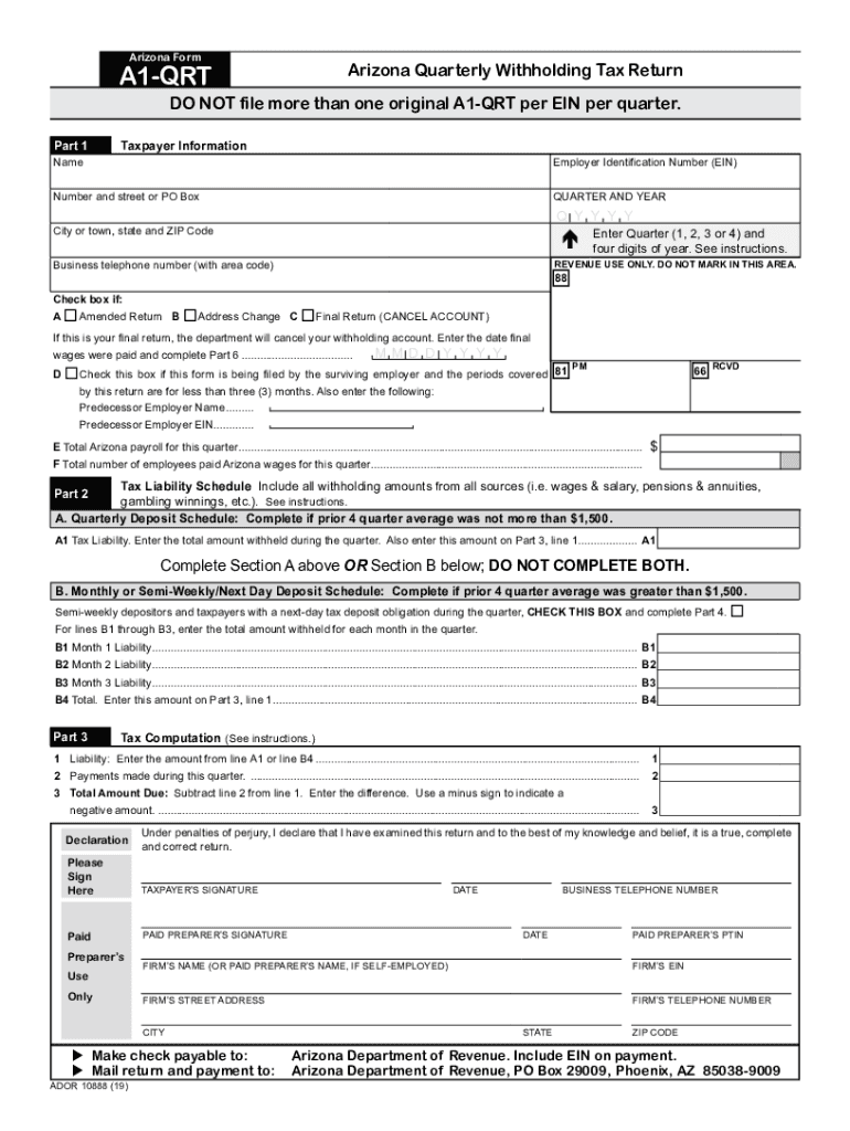 AZ ADOR A1 QRT 2019 2022 Fill Out Tax Template Online US Legal Forms