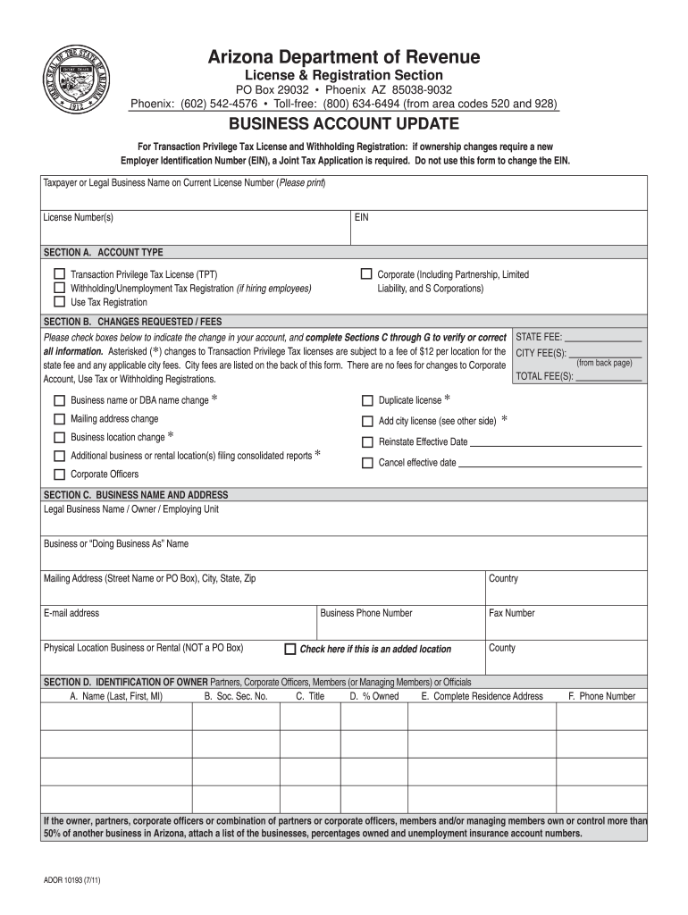 Az Form 10193 Fill Online Printable Fillable Blank PDFfiller