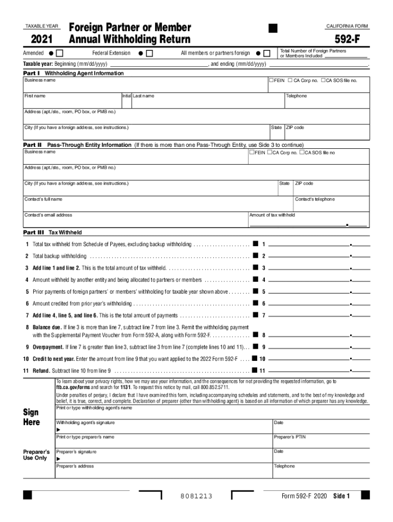 CA FTB 592 F 2021 Fill Out Tax Template Online US Legal Forms