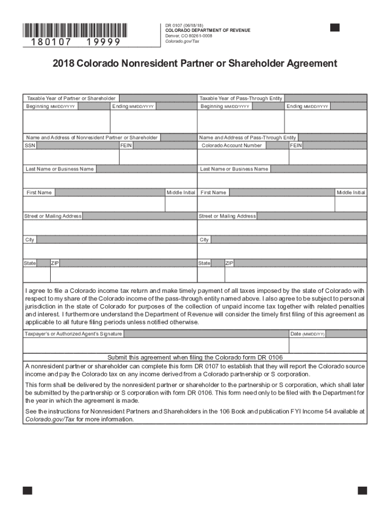 CO DoR 106 2018 Fill Out Tax Template Online US Legal Forms