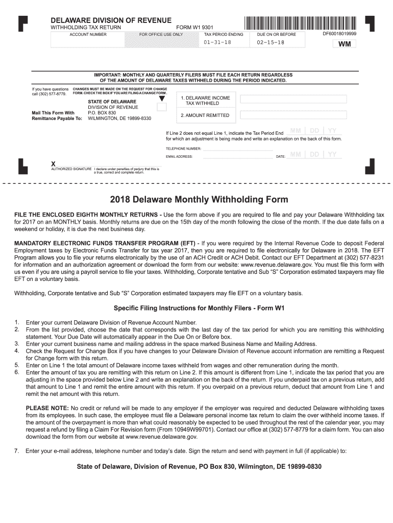 DE W1 9301 2018 Fill Out Tax Template Online US Legal Forms