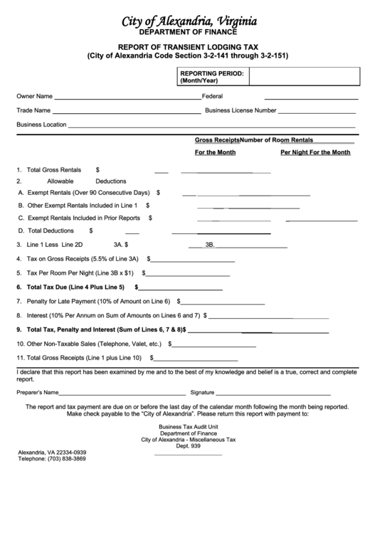 Federal Employee Lodging Tax Exempt Form