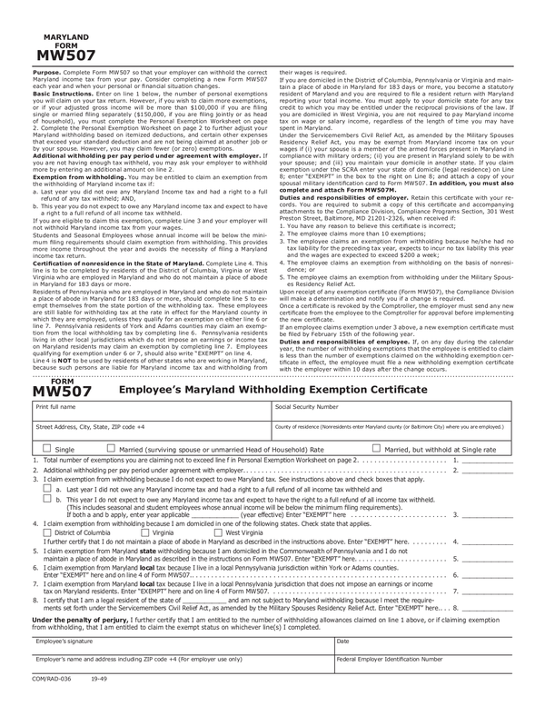 Fill Free Fillable Forms Comptroller Of Maryland