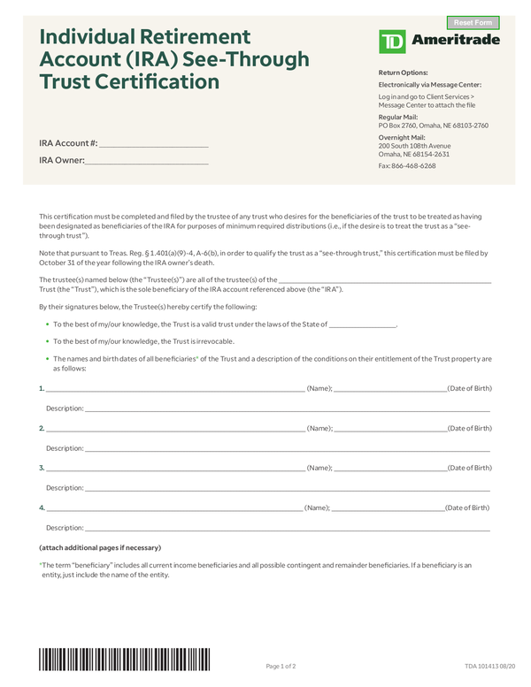 Fill Free Fillable TD Ameritrade PDF Forms