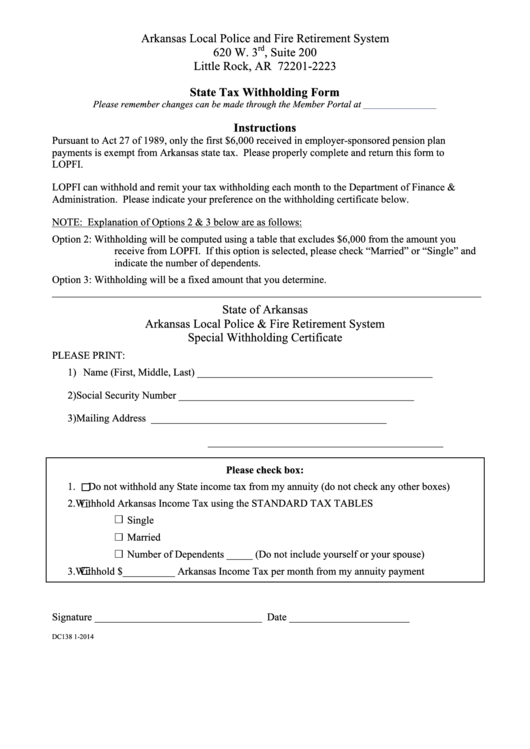 Fillable Arkansas State Tax Withholding Form Printable Pdf Download