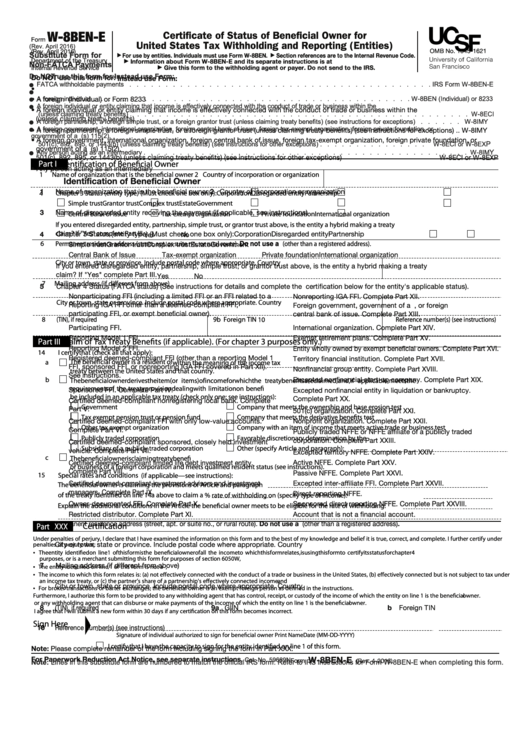 Fillable Form W 8ben E Certificate Of Status Of Beneficial Owner For United States Tax