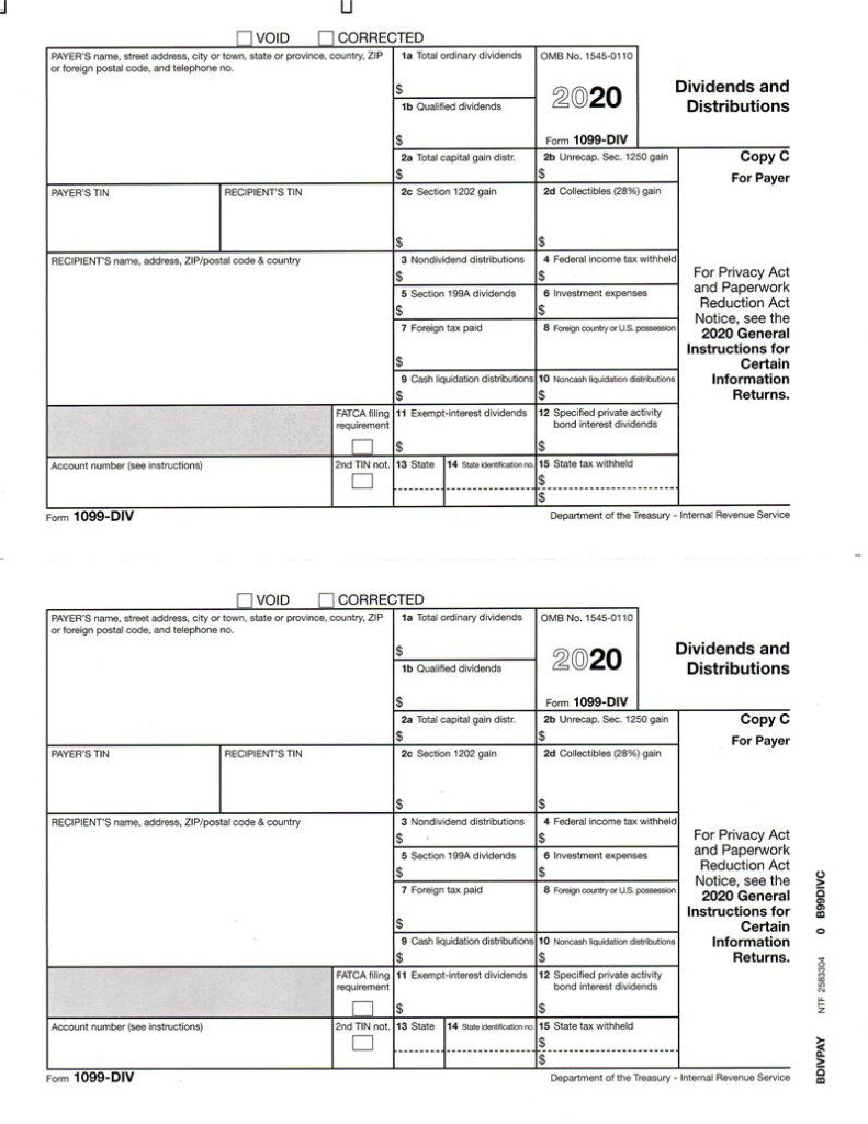 Form 1099 DIV Dividends And Distributions Payer Copy C