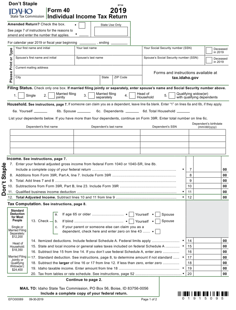 Form 40 Download Fillable PDF Or Fill Online Individual Income Tax 