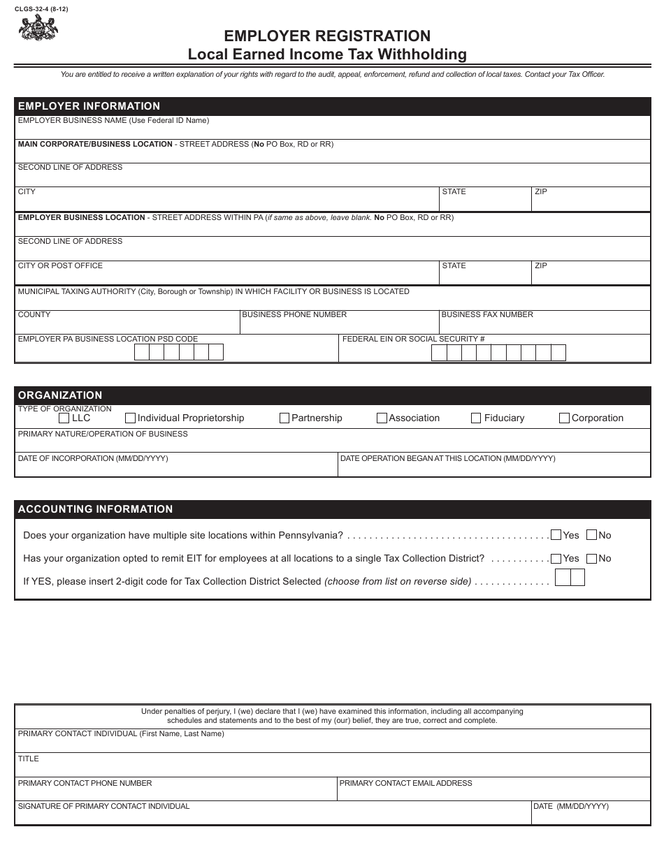 Form CLGS 32 4 Download Fillable PDF Or Fill Online Employer