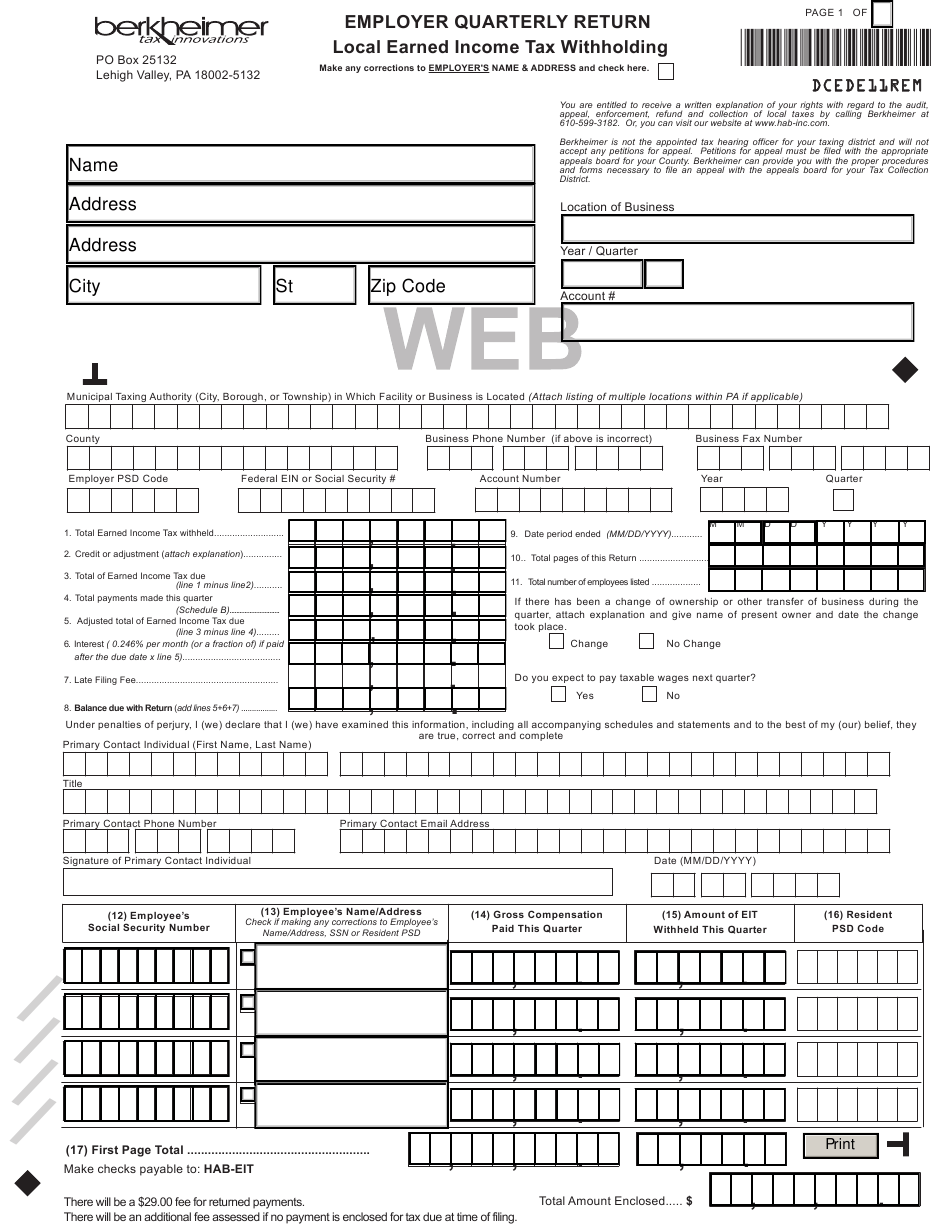 Form DCEDE11REM Download Fillable PDF Or Fill Online Employer Quarterly