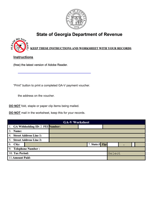 Form Ga V Withholding Payment Voucher Printable Pdf Download