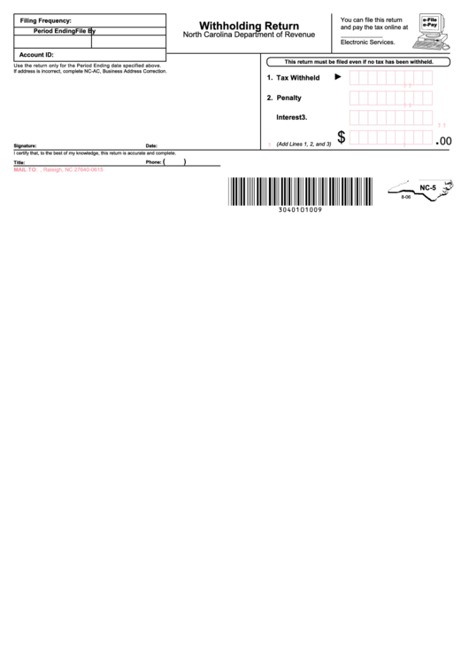 Form Nc 5 Withholding Return Form Printable Pdf Download