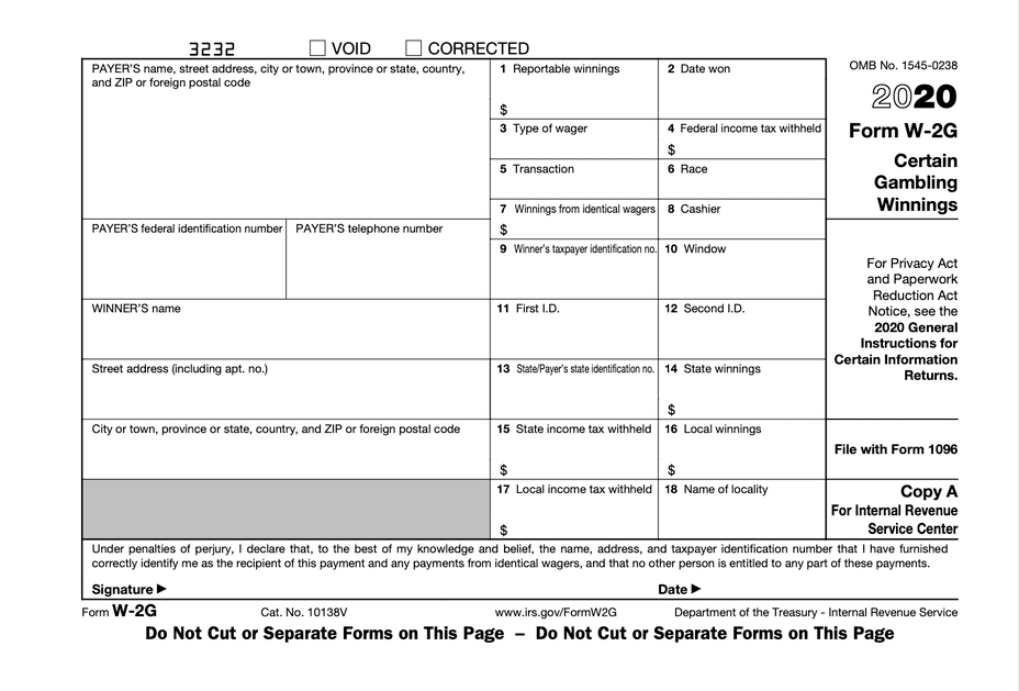 Form W 2G Definition Certain Gambling Winnings