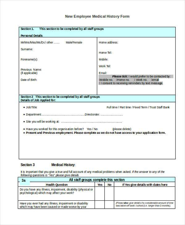 Free New Employee History Forms 2022 Employeeform