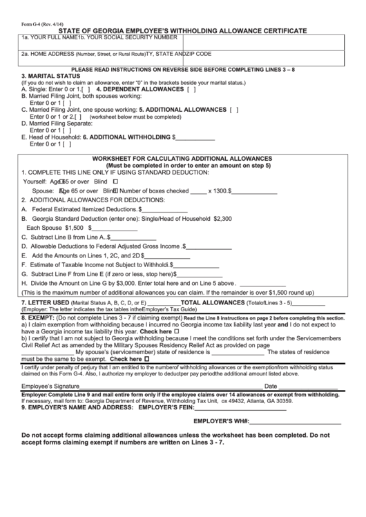 Georgia Employee Withholding Form 2022 Employeeform