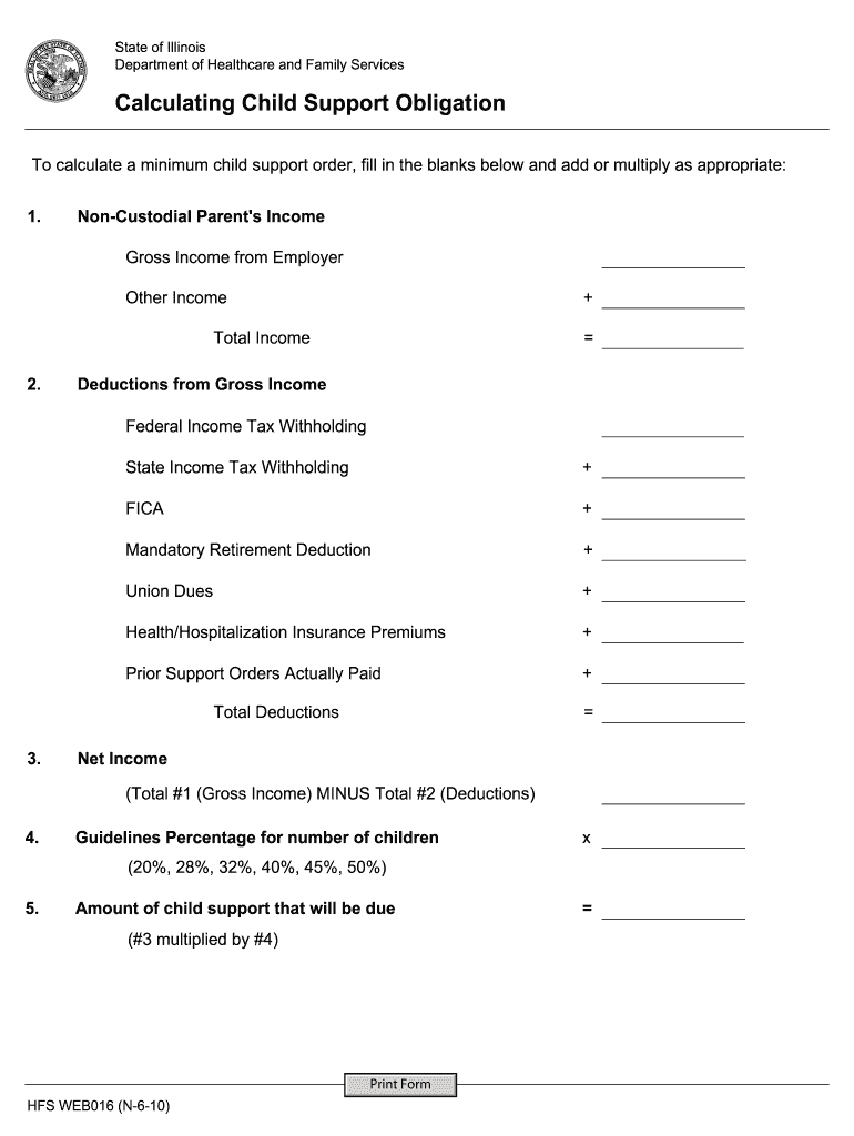 Il Calculating Child Obligation Fill Online Printable Fillable 