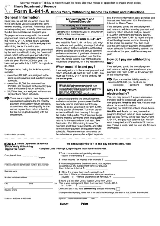 Illinois Income Withholding Remittance Form WithholdingForm