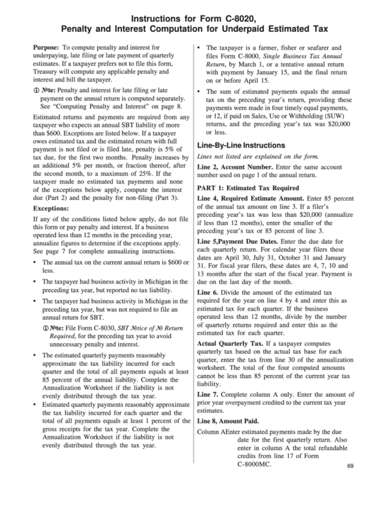 Instructions For Form C 8020 Michigan Sbt Penalty And Interest 