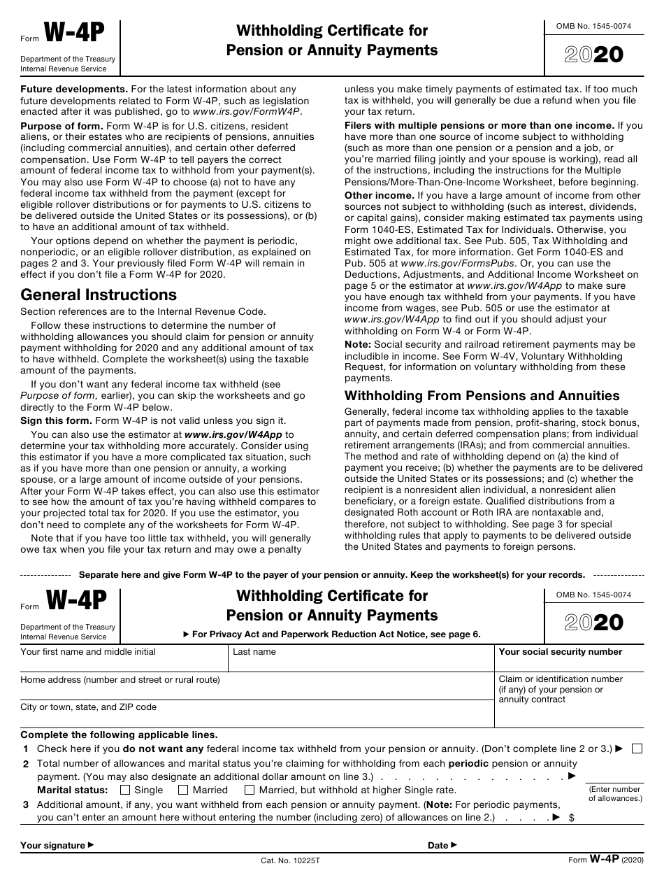 IRS Form W 4P Download Fillable PDF Or Fill Online Withholding