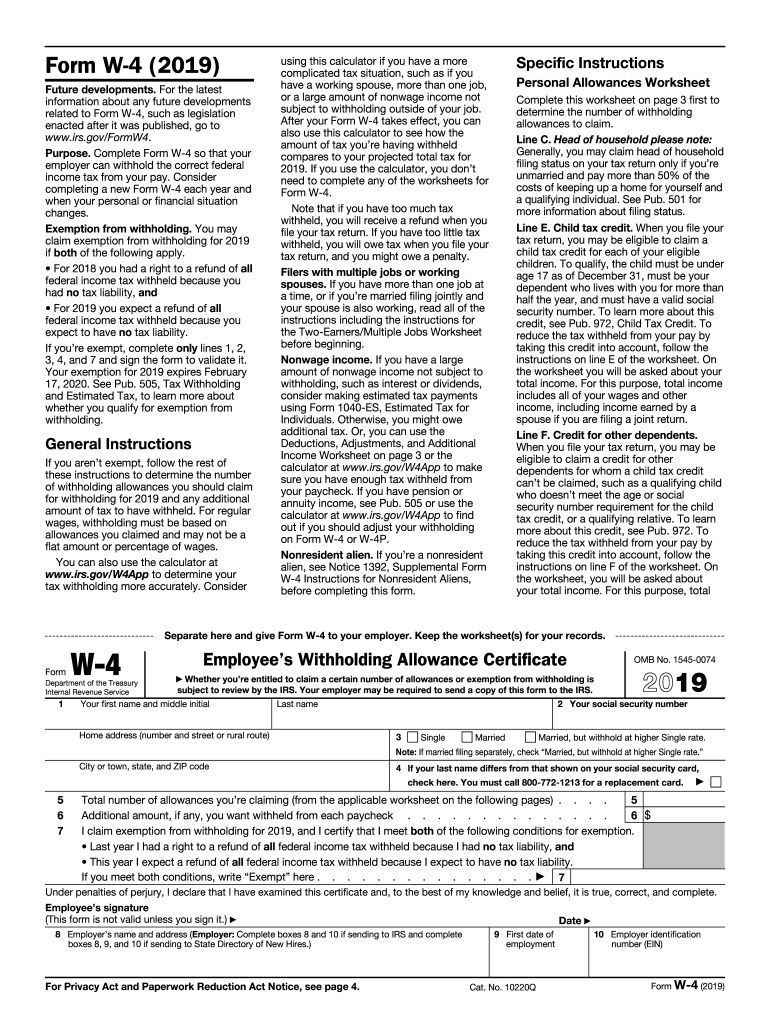 IRS W 4 2019 Fill Out Tax Template Online US Legal Forms 