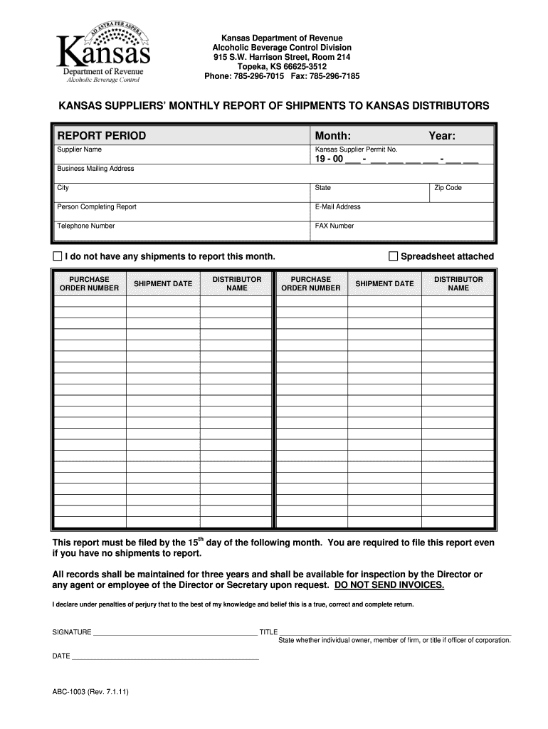 Kansas Monthly Report Fill Online Printable Fillable Blank PdfFiller