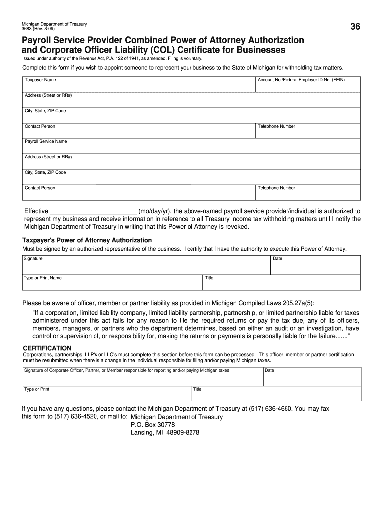 MI DoT 3683 2009 Fill Out Tax Template Online US Legal Forms