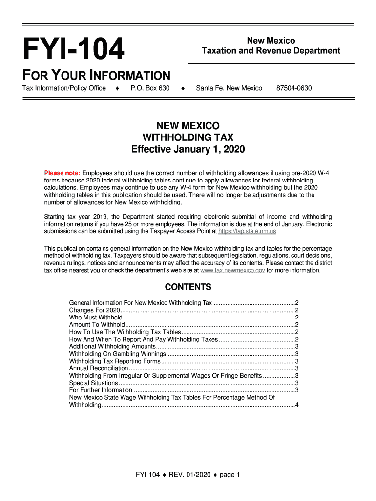 NM TRD FYI 104 2020 Fill Out Tax Template Online US Legal Forms