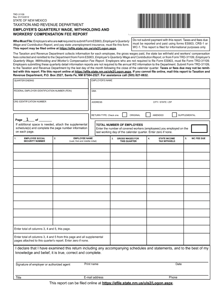 NM TRD TRD 31109 2012 Fill Out Tax Template Online US Legal Forms