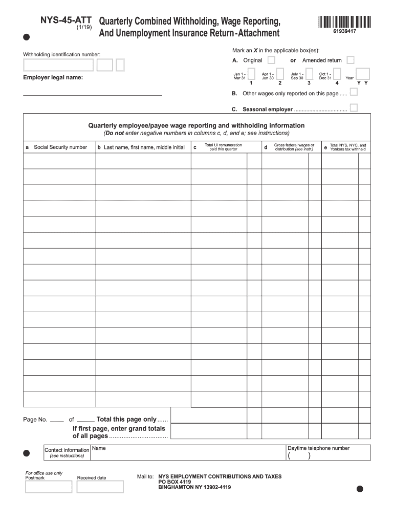 NY DTF NYS 45 ATT 2019 Fill Out Tax Template Online US Legal Forms