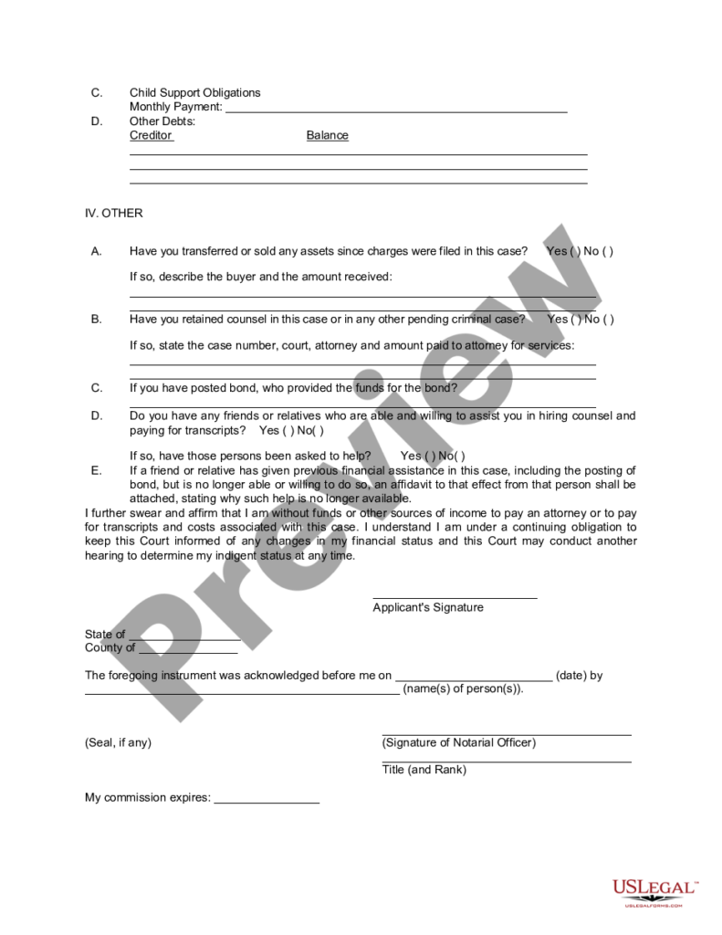 Pauper Affidavit Oklahoma For Divorce US Legal Forms