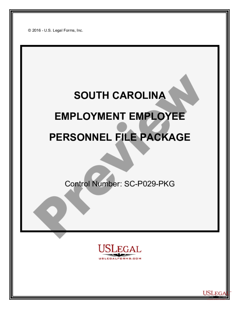 South Carolina Employment Employee Personnel File Package Sc 