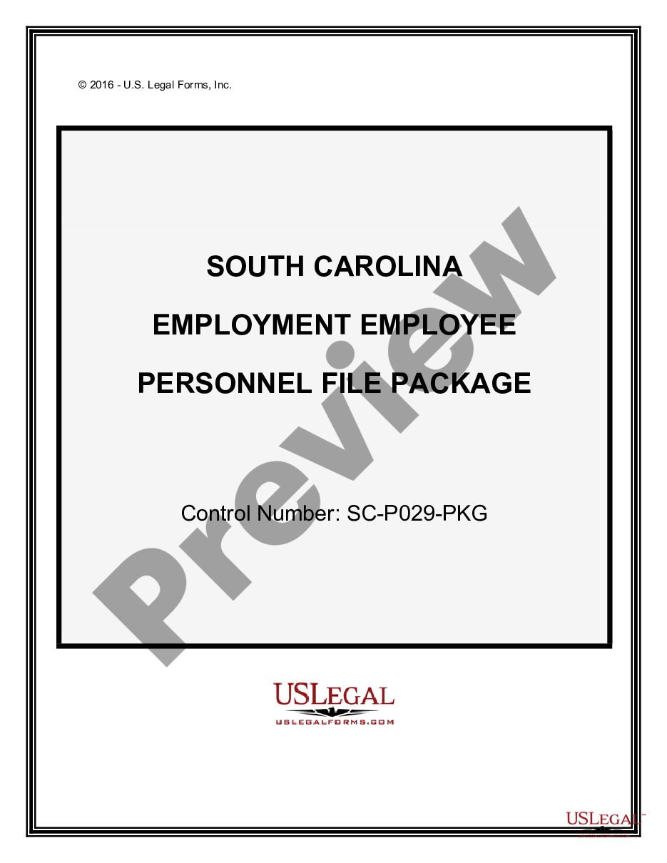 South Carolina Employment Employee Personnel File Package Sc 