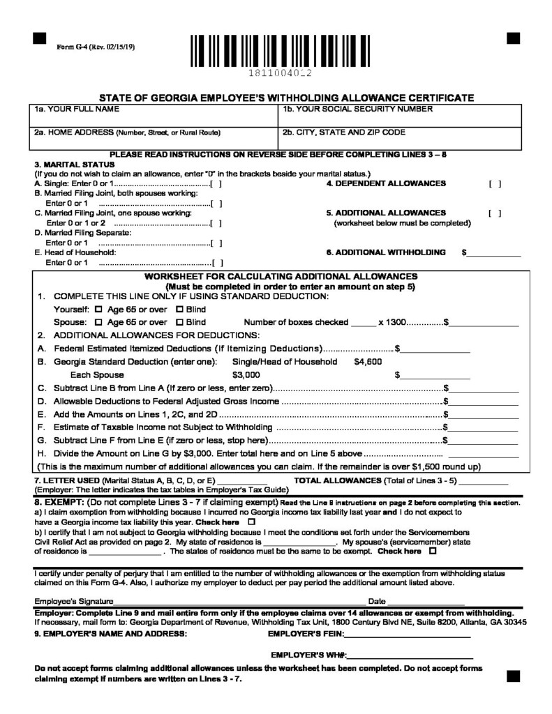 State Of Ga Employee Withholding Form 2022 2022 Employeeform