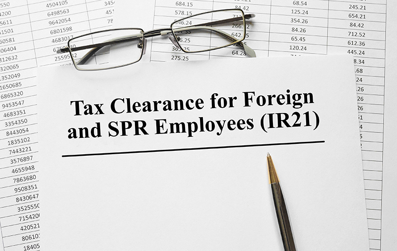 Tax Clearance For Foreign And SPR Employees IR21 In Singapore