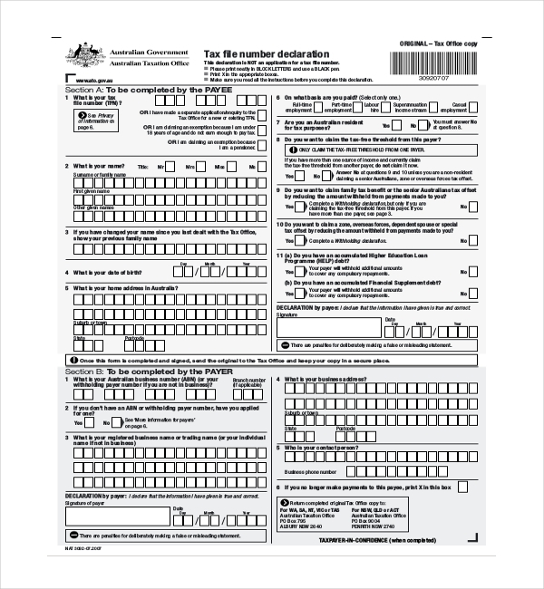 Tax File Declaration Pdf Download 2018 Australian Manuals Step by