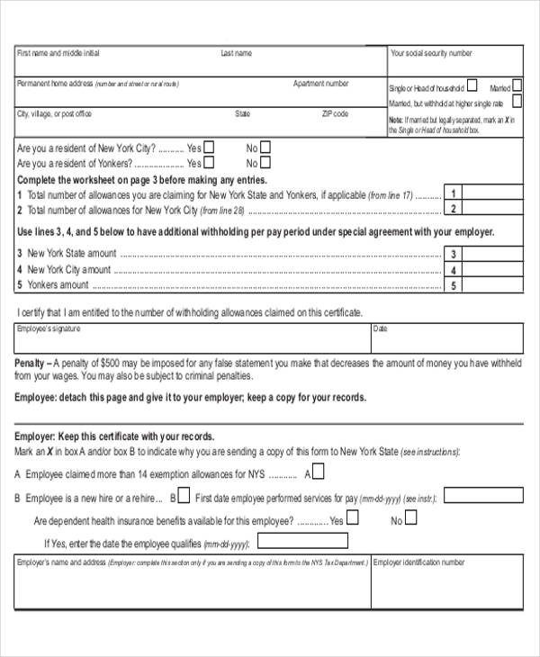 Tax Withholding Variation Application Form