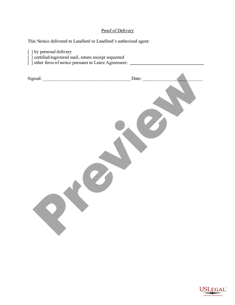 Tenant Landlord Notice Template Withholding Rent US Legal Forms