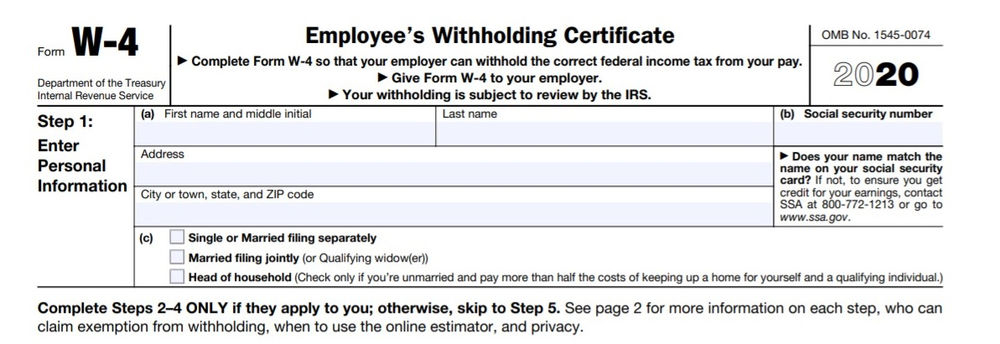 The New W 4 Form For 2020 How To Fill Out