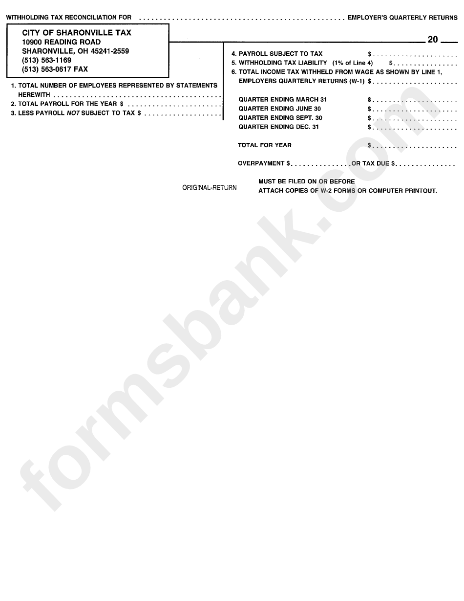 Withholding Tax Reconciliation For Employer S Quarterly Returns Form 