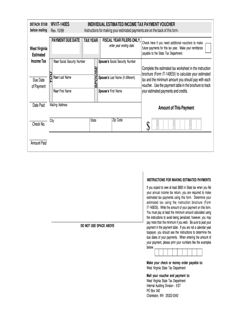 WV DoR WV IT 140ES 1999 Fill Out Tax Template Online US Legal Forms