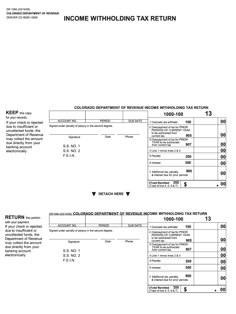 2005 Form CO DoR DR 1094 Fill Online Printable Fillable Blank 