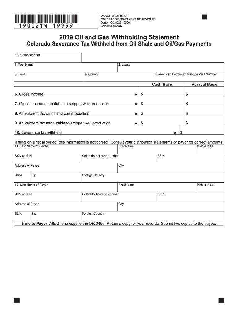 2019 2021 Form CO DR0021W Fill Online Printable Fillable Blank