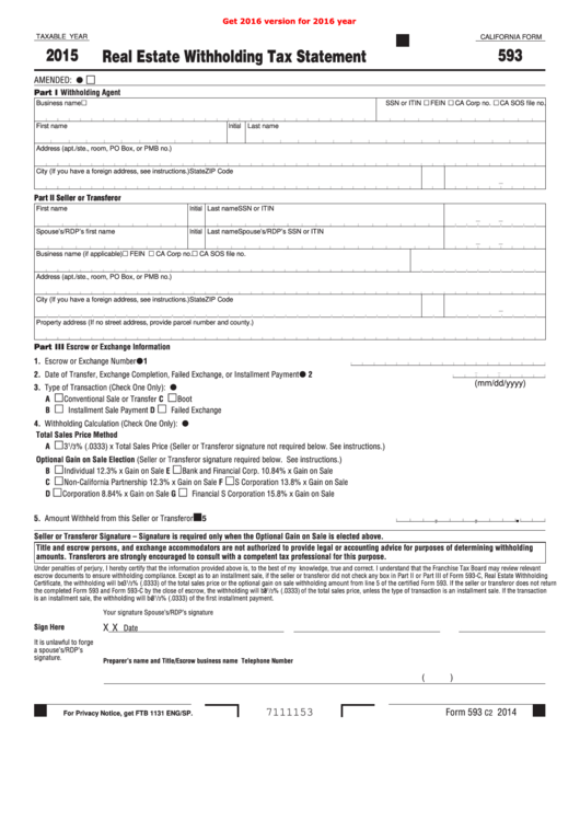 45 California Ftb 593 Forms And Templates Free To Download In PDF